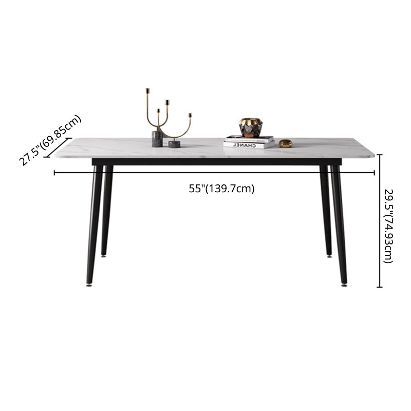 Modern Sintered Stone White Dining Set with Rectangle Table and Black Legs Dining Set Clearhalo 'Dining Room Sets' 'Dining Tables & Seating' 'dining_room_set' 'furn' 'furn_dining_room_set' 'Furniture' 'furniture_dining_room_set' 'Kitchen & Dining Furniture' 'kitchen&dining_furn' 'kitchen' 3413917