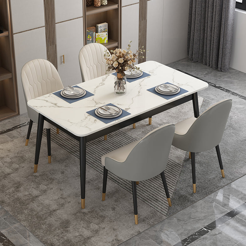Modern Style Sintered Stone Dinette Set with Rectangle Table Dining Room Furniture for Dining Room White Clearhalo 'Dining Room Sets' 'Dining Tables & Seating' 'dining_room_set' 'furn' 'furn_dining_room_set' 'Furniture' 'furniture_dining_room_set' 'Kitchen & Dining Furniture' 'kitchen&dining_furn' 'kitchen' 3413936