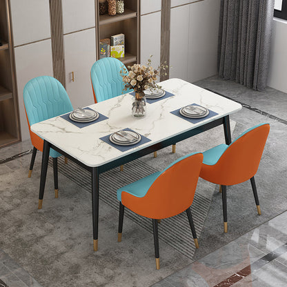 Modern Style Sintered Stone Dinette Set with Rectangle Table Dining Room Furniture for Dining Room Blue Clearhalo 'Dining Room Sets' 'Dining Tables & Seating' 'dining_room_set' 'furn' 'furn_dining_room_set' 'Furniture' 'furniture_dining_room_set' 'Kitchen & Dining Furniture' 'kitchen&dining_furn' 'kitchen' 3413937