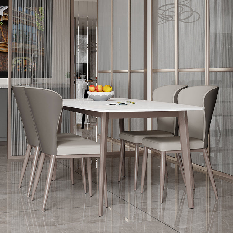 Modern Style Sintered Stone Dining Set with 4 Legs Fixed Table Dinette Set for Dining Room with 4 Chairs Clearhalo 'Dining Room Sets' 'Dining Tables & Seating' 'dining_room_set' 'furn' 'furn_dining_room_set' 'Furniture' 'furniture_dining_room_set' 'Kitchen & Dining Furniture' 'kitchen&dining_furn' 'kitchen' 3413969