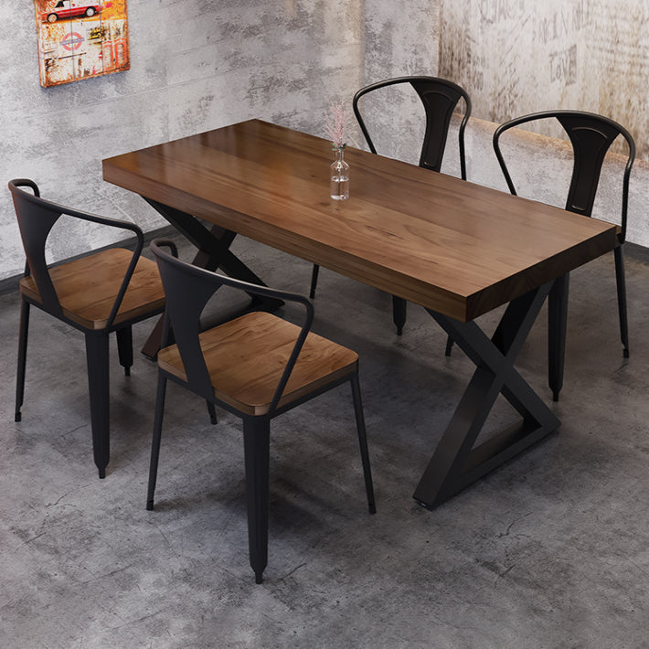 Industrial Style Solid Wood Top Dining Room Set with 4 Legs Table Dining Table Furniture with 4 Chairs Clearhalo 'Dining Room Sets' 'Dining Tables & Seating' 'dining_room_set' 'furn' 'furn_dining_room_set' 'Furniture' 'furniture_dining_room_set' 'Kitchen & Dining Furniture' 'kitchen&dining_furn' 'kitchen' 3413982