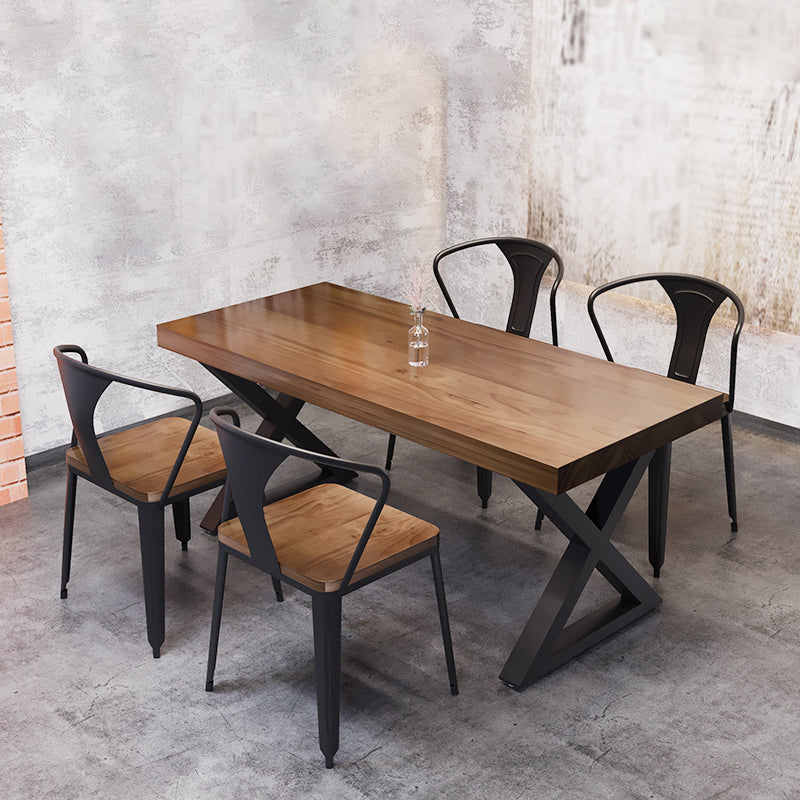 Industrial Style Solid Wood Top Dining Room Set with 4 Legs Table Dining Table Furniture Clearhalo 'Dining Room Sets' 'Dining Tables & Seating' 'dining_room_set' 'furn' 'furn_dining_room_set' 'Furniture' 'furniture_dining_room_set' 'Kitchen & Dining Furniture' 'kitchen&dining_furn' 'kitchen' 3413984