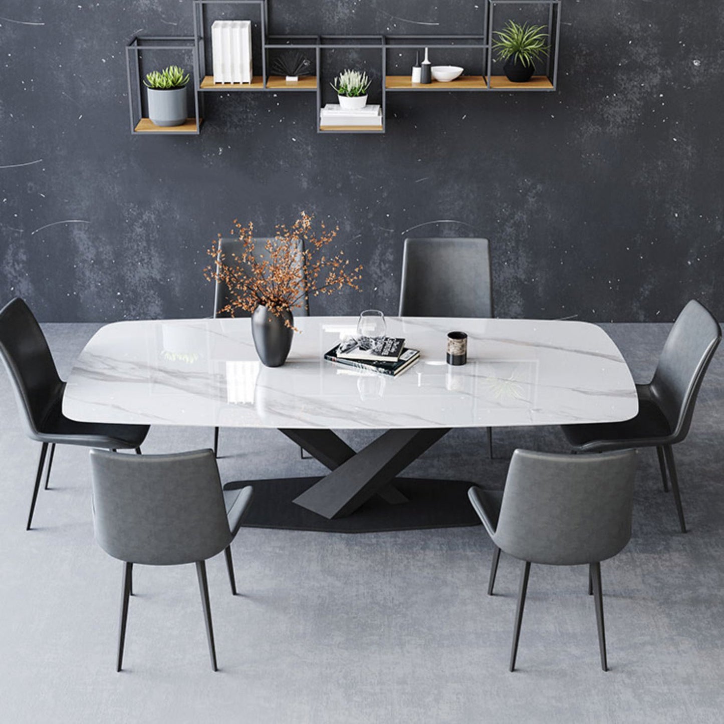 Modern Style Sintered Stone Dining Table with White Table and Black Trestle Base for Home Use Clearhalo 'Dining Room Sets' 'Dining Tables & Seating' 'dining_room_set' 'furn' 'furn_dining_room_set' 'Furniture' 'furniture_dining_room_set' 'Kitchen & Dining Furniture' 'kitchen&dining_furn' 'kitchen' 3413995