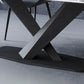 Modern Style Sintered Stone Dining Table with White Table and Black Trestle Base for Home Use Clearhalo 'Dining Room Sets' 'Dining Tables & Seating' 'dining_room_set' 'furn' 'furn_dining_room_set' 'Furniture' 'furniture_dining_room_set' 'Kitchen & Dining Furniture' 'kitchen&dining_furn' 'kitchen' 3414000