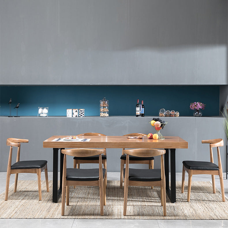 Industrial Wooden Dining¬†Room¬†Set with Rectangle Table and Metal Base Dining Table Furniture Clearhalo 'Dining Room Sets' 'Dining Tables & Seating' 'dining_room_set' 'furn' 'furn_dining_room_set' 'Furniture' 'furniture_dining_room_set' 'Kitchen & Dining Furniture' 'kitchen&dining_furn' 'kitchen' 3414021