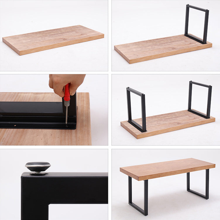 Industrial Wooden Dining¬†Room¬†Set with Rectangle Table and Metal Base Dining Table Furniture Clearhalo 'Dining Room Sets' 'Dining Tables & Seating' 'dining_room_set' 'furn' 'furn_dining_room_set' 'Furniture' 'furniture_dining_room_set' 'Kitchen & Dining Furniture' 'kitchen&dining_furn' 'kitchen' 3414024