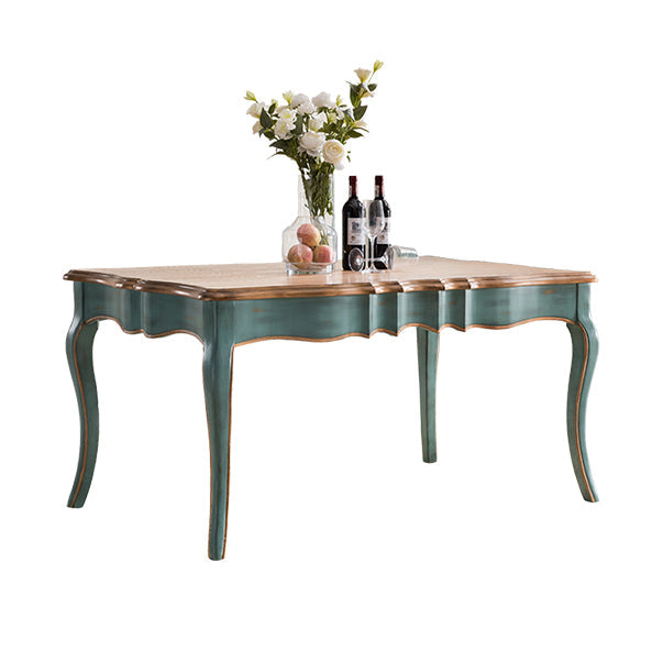 Traditional Wooden Dining Room Set Standard Height with Rectangle Top and Blue Base Dining Furniture Table Only Clearhalo 'Dining Room Sets' 'Dining Tables & Seating' 'dining_room_set' 'furn' 'furn_dining_room_set' 'Furniture' 'furniture_dining_room_set' 'Kitchen & Dining Furniture' 'kitchen&dining_furn' 'kitchen' 3414034