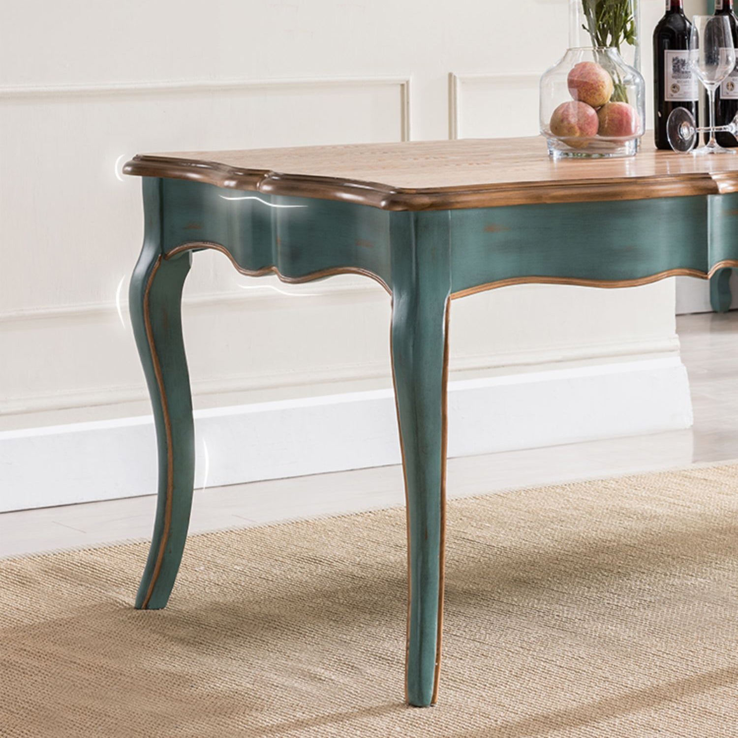 Traditional Wooden Dining Room Set Standard Height with Rectangle Top and Blue Base Dining Furniture Clearhalo 'Dining Room Sets' 'Dining Tables & Seating' 'dining_room_set' 'furn' 'furn_dining_room_set' 'Furniture' 'furniture_dining_room_set' 'Kitchen & Dining Furniture' 'kitchen&dining_furn' 'kitchen' 3414040