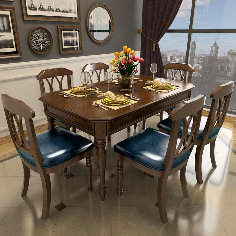 Wooden Dining Room Set Traditional Standard Height with Rectangle Top Dining Furniture Blue Clearhalo 'Dining Room Sets' 'Dining Tables & Seating' 'dining_room_set' 'furn' 'furn_dining_room_set' 'Furniture' 'furniture_dining_room_set' 'Kitchen & Dining Furniture' 'kitchen&dining_furn' 'kitchen' 3414048