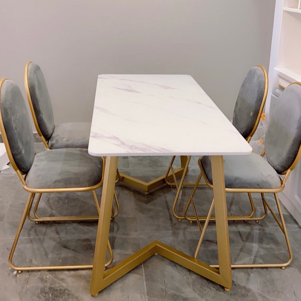 Scandinavian Standard Sintered Stone Top Dining Room Set of Rectangle Shape for Kitchen Table Set Clearhalo 'Dining Room Sets' 'Dining Tables & Seating' 'dining_room_set' 'furn' 'furn_dining_room_set' 'Furniture' 'furniture_dining_room_set' 'Kitchen & Dining Furniture' 'kitchen&dining_furn' 'kitchen' 3414090