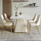 Minimalist Sintered Stone Dining Set for 4/6 Table Set of Metal Gold Base and PU Leather Chairs Clearhalo 'Dining Room Sets' 'Dining Tables & Seating' 'dining_room_set' 'furn' 'furn_dining_room_set' 'Furniture' 'furniture_dining_room_set' 'Kitchen & Dining Furniture' 'kitchen&dining_furn' 'kitchen' 3414100