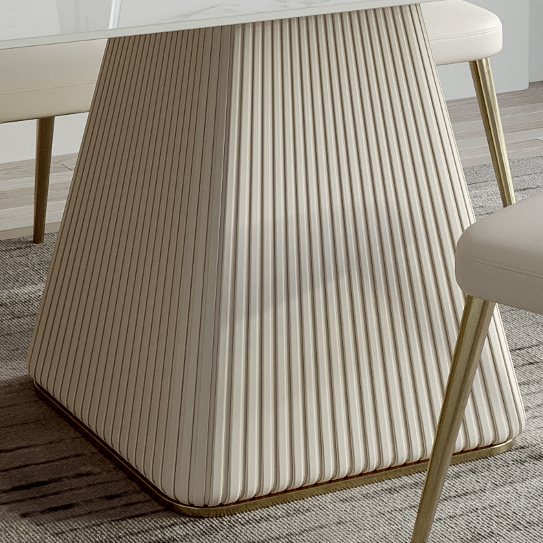 Minimalist Sintered Stone Dining Set for 4/6 Table Set of Metal Gold Base and PU Leather Chairs Clearhalo 'Dining Room Sets' 'Dining Tables & Seating' 'dining_room_set' 'furn' 'furn_dining_room_set' 'Furniture' 'furniture_dining_room_set' 'Kitchen & Dining Furniture' 'kitchen&dining_furn' 'kitchen' 3414106