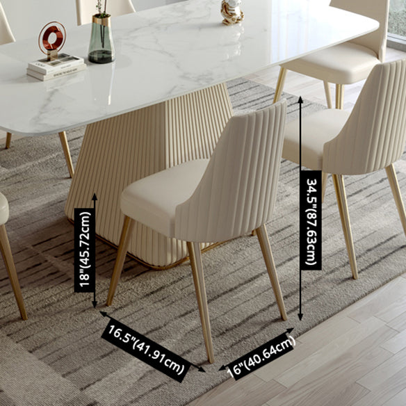 Minimalist Sintered Stone Dining Set for 4/6 Table Set of Metal Gold Base and PU Leather Chairs Clearhalo 'Dining Room Sets' 'Dining Tables & Seating' 'dining_room_set' 'furn' 'furn_dining_room_set' 'Furniture' 'furniture_dining_room_set' 'Kitchen & Dining Furniture' 'kitchen&dining_furn' 'kitchen' 3414112