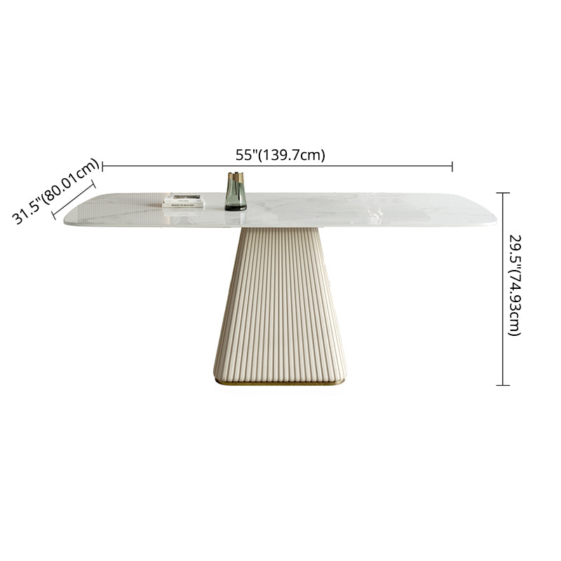 Modern Style Sintered Stone Dining Set with White Rectangle Shape Table and Pedestal Base Clearhalo 'Dining Room Sets' 'Dining Tables & Seating' 'dining_room_set' 'furn' 'furn_dining_room_set' 'Furniture' 'furniture_dining_room_set' 'Kitchen & Dining Furniture' 'kitchen&dining_furn' 'kitchen' 3422164