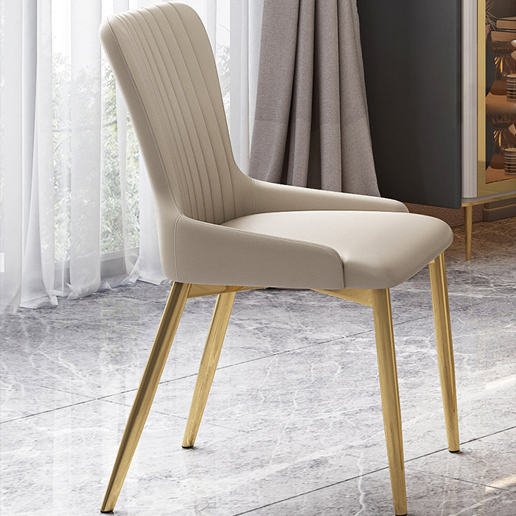 Modern Style Sintered Stone Dining Room Set with White Rectangle Shape Table and Gold Trestle Base Clearhalo 'Dining Room Sets' 'Dining Tables & Seating' 'dining_room_set' 'furn' 'furn_dining_room_set' 'Furniture' 'furniture_dining_room_set' 'Kitchen & Dining Furniture' 'kitchen&dining_furn' 'kitchen' 3422181