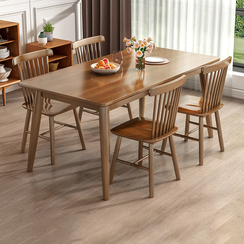 Modern Style Solid Wood Dining Set with Standard Height Table and 4 Legs Base for Home Use Slat Back 5 Piece Set Clearhalo 'Dining Room Sets' 'Dining Tables & Seating' 'dining_room_set' 'furn' 'furn_dining_room_set' 'Furniture' 'furniture_dining_room_set' 'Kitchen & Dining Furniture' 'kitchen&dining_furn' 'kitchen' 3422182