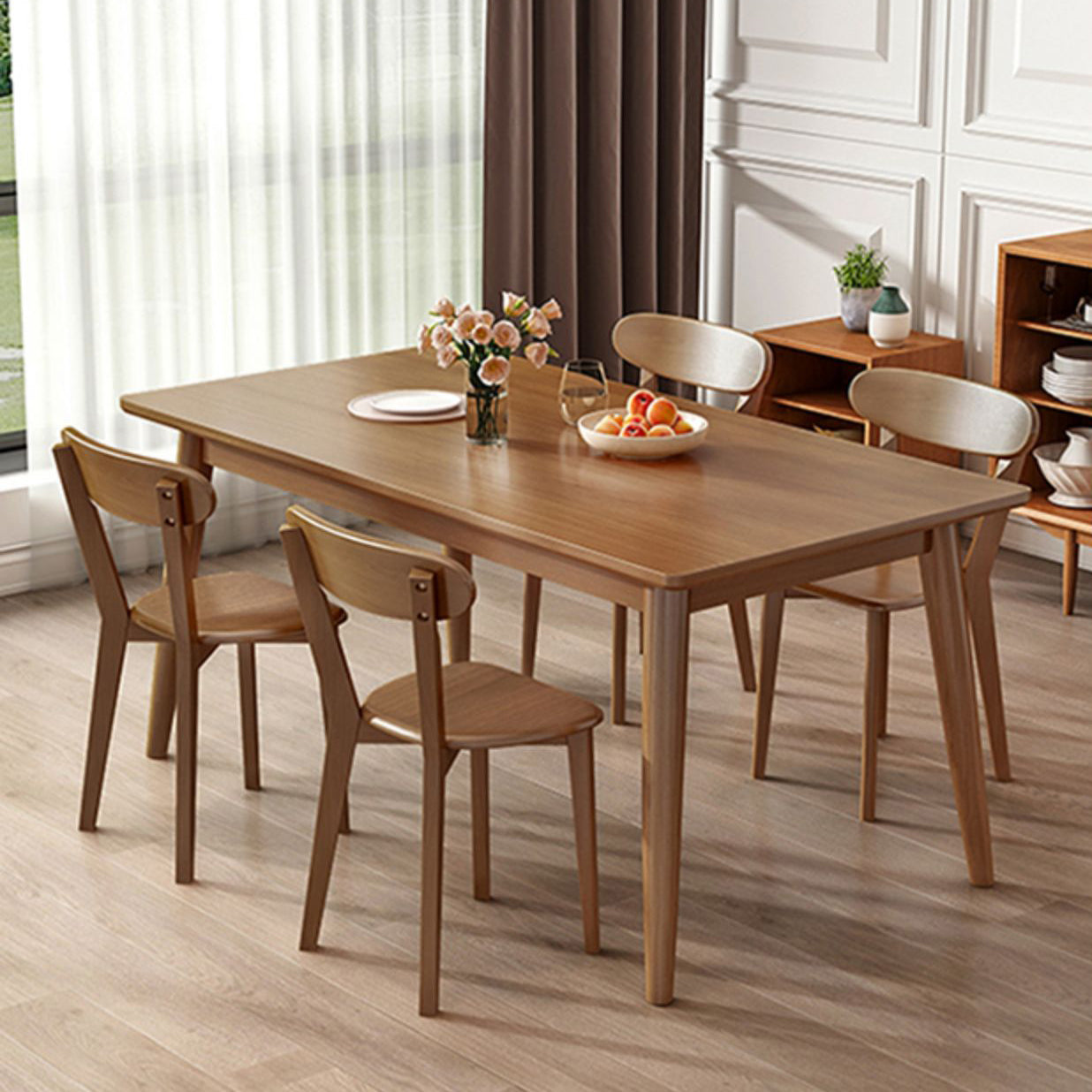 Modern Style Solid Wood Dining Set with Standard Height Table and 4 Legs Base for Home Use Clearhalo 'Dining Room Sets' 'Dining Tables & Seating' 'dining_room_set' 'furn' 'furn_dining_room_set' 'Furniture' 'furniture_dining_room_set' 'Kitchen & Dining Furniture' 'kitchen&dining_furn' 'kitchen' 3422192