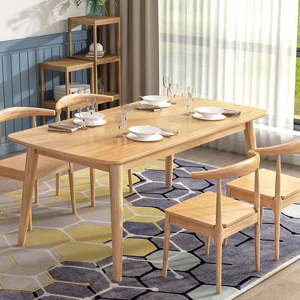 Modern Style Solid Wood Dining Room Set with Rectangle Shape Table and 4 Legs Base for Home Use Ladder Back 5 Piece Set Clearhalo 'Dining Room Sets' 'Dining Tables & Seating' 'dining_room_set' 'furn' 'furn_dining_room_set' 'Furniture' 'furniture_dining_room_set' 'Kitchen & Dining Furniture' 'kitchen&dining_furn' 'kitchen' 3422206