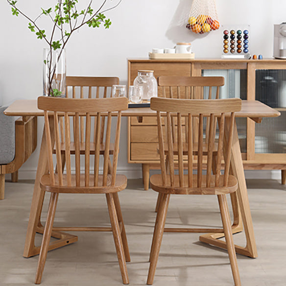 Modern Style Solid Wood Dining Set with Rectangle Shape Table and Double Pedestal Base Clearhalo 'Dining Room Sets' 'Dining Tables & Seating' 'dining_room_set' 'furn' 'furn_dining_room_set' 'Furniture' 'furniture_dining_room_set' 'Kitchen & Dining Furniture' 'kitchen&dining_furn' 'kitchen' 3422235