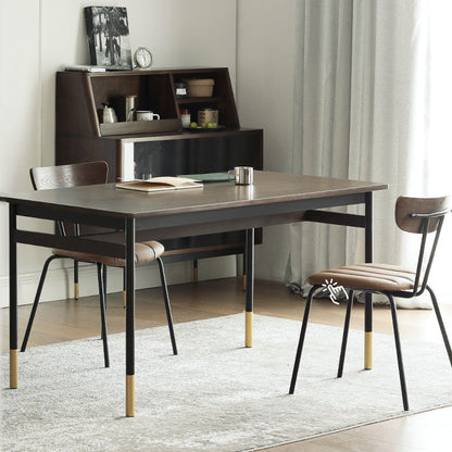 Modern Style Solid Wood Dining Set with Brown Table and 4 Metal Legs Base for Home Use Brown 3 Piece Set Clearhalo 'Dining Room Sets' 'Dining Tables & Seating' 'dining_room_set' 'furn' 'furn_dining_room_set' 'Furniture' 'furniture_dining_room_set' 'Kitchen & Dining Furniture' 'kitchen&dining_furn' 'kitchen' 3422239