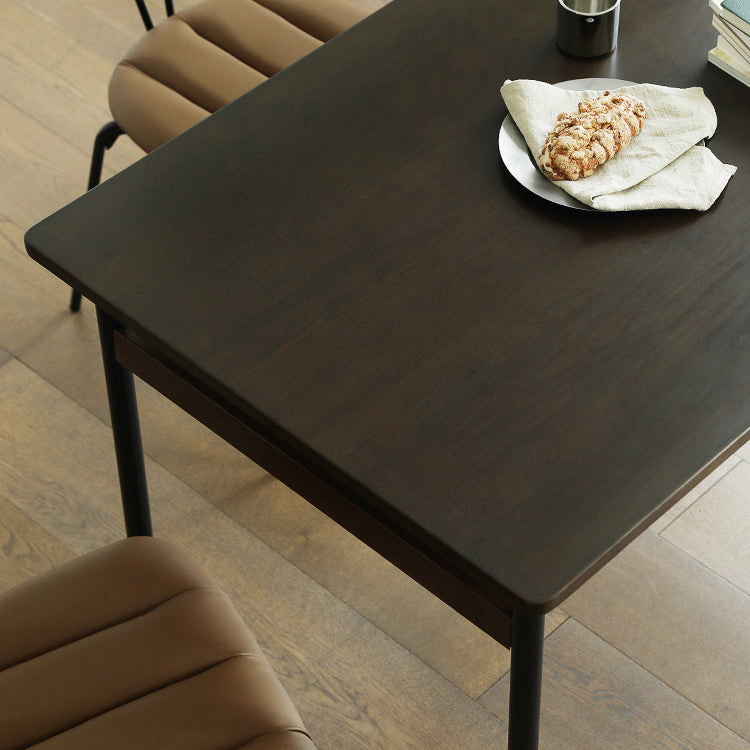 Modern Style Solid Wood Dining Set with Brown Table and 4 Metal Legs Base for Home Use Clearhalo 'Dining Room Sets' 'Dining Tables & Seating' 'dining_room_set' 'furn' 'furn_dining_room_set' 'Furniture' 'furniture_dining_room_set' 'Kitchen & Dining Furniture' 'kitchen&dining_furn' 'kitchen' 3422243