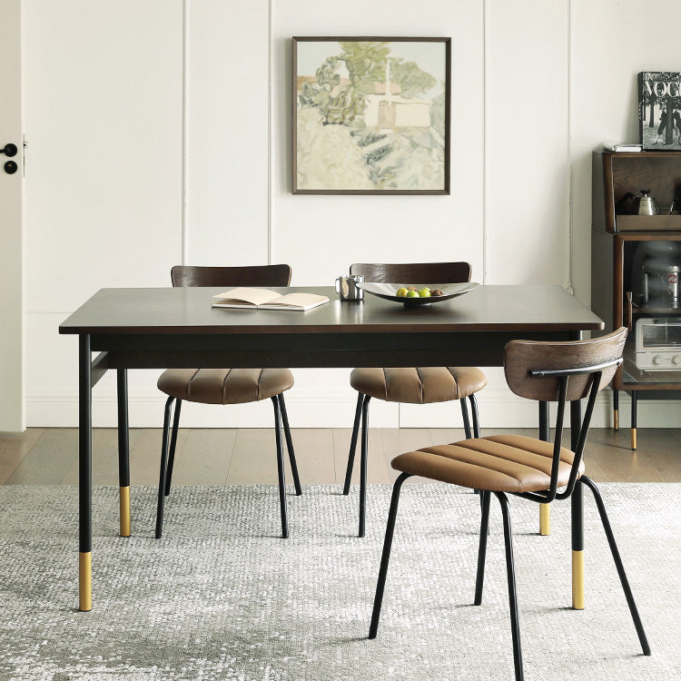 Modern Style Solid Wood Dining Set with Brown Table and 4 Metal Legs Base for Home Use Clearhalo 'Dining Room Sets' 'Dining Tables & Seating' 'dining_room_set' 'furn' 'furn_dining_room_set' 'Furniture' 'furniture_dining_room_set' 'Kitchen & Dining Furniture' 'kitchen&dining_furn' 'kitchen' 3422250