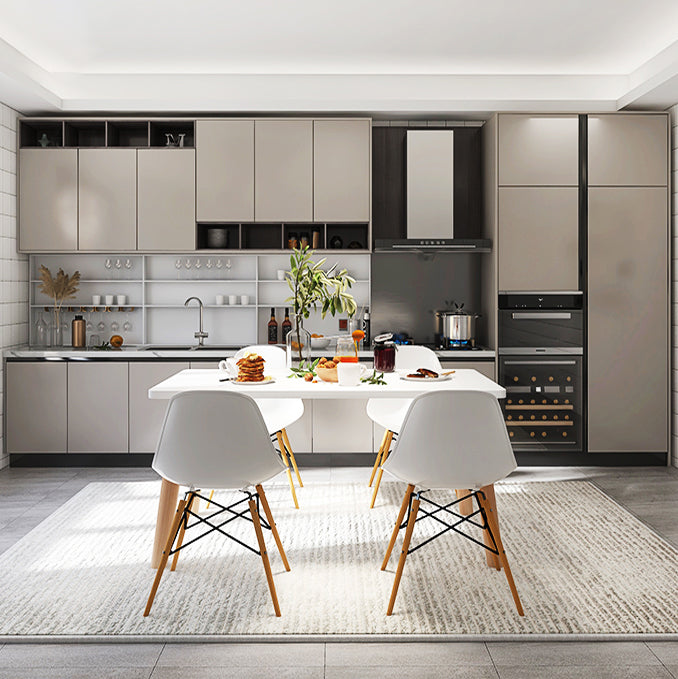 Contemporary Rectangle Shape Standard Dining Set MDF Natural Dining Set with 4 Legs Base Clearhalo 'Dining Room Sets' 'Dining Tables & Seating' 'dining_room_set' 'Furniture' 'furniture_dining_room_set' 'Kitchen & Dining Furniture' 'kitchen&dining_furn' 'kitchen' 3422274