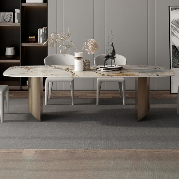 Minimalist Sintered Stone Rectangle Dining Set White Standard Dining Set for Kitchen Clearhalo 'Dining Room Sets' 'Dining Tables & Seating' 'dining_room_set' 'furn' 'furn_dining_room_set' 'Furniture' 'furniture_dining_room_set' 'Kitchen & Dining Furniture' 'kitchen&dining_furn' 'kitchen' 3422290