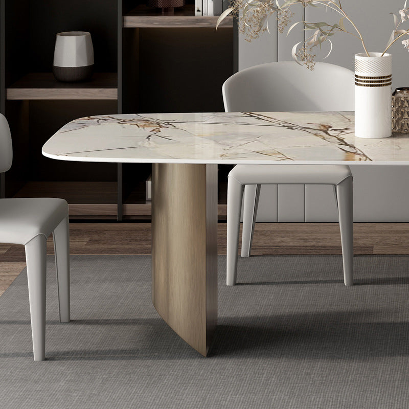 Minimalist Sintered Stone Rectangle Dining Set White Standard Dining Set for Kitchen Clearhalo 'Dining Room Sets' 'Dining Tables & Seating' 'dining_room_set' 'furn' 'furn_dining_room_set' 'Furniture' 'furniture_dining_room_set' 'Kitchen & Dining Furniture' 'kitchen&dining_furn' 'kitchen' 3422293