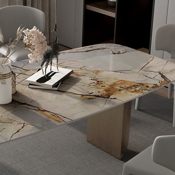 Minimalist Sintered Stone Rectangle Dining Set White Standard Dining Set for Kitchen Clearhalo 'Dining Room Sets' 'Dining Tables & Seating' 'dining_room_set' 'furn' 'furn_dining_room_set' 'Furniture' 'furniture_dining_room_set' 'Kitchen & Dining Furniture' 'kitchen&dining_furn' 'kitchen' 3422294