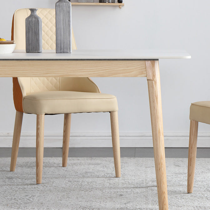 Modern Style Standard Height Table with Sintered Stone Dining Table and 4 Solid Wood Legs Base Clearhalo 'Dining Room Sets' 'Dining Tables & Seating' 'dining_room_set' 'furn' 'furn_dining_room_set' 'Furniture' 'furniture_dining_room_set' 'Kitchen & Dining Furniture' 'kitchen&dining_furn' 'kitchen' 3422341