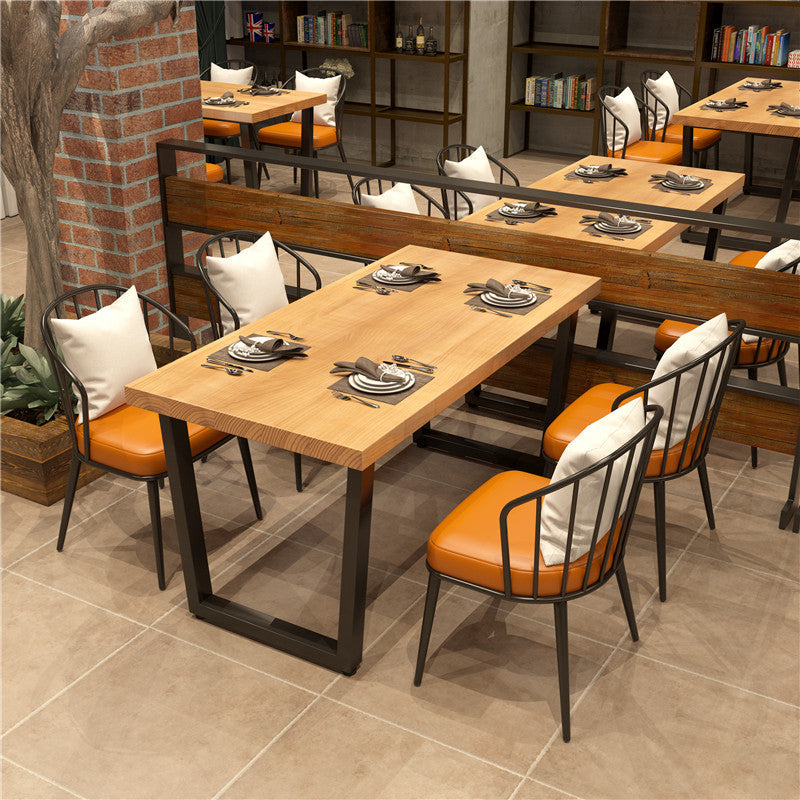 Rectangle Industrial Solid Wood Dining Room Set Double Pedestal Table Dining Table Sets Clearhalo 'Dining Room Sets' 'Dining Tables & Seating' 'dining_room_set' 'furn' 'furn_dining_room_set' 'Furniture' 'furniture_dining_room_set' 'Kitchen & Dining Furniture' 'kitchen&dining_furn' 'kitchen' 3422349