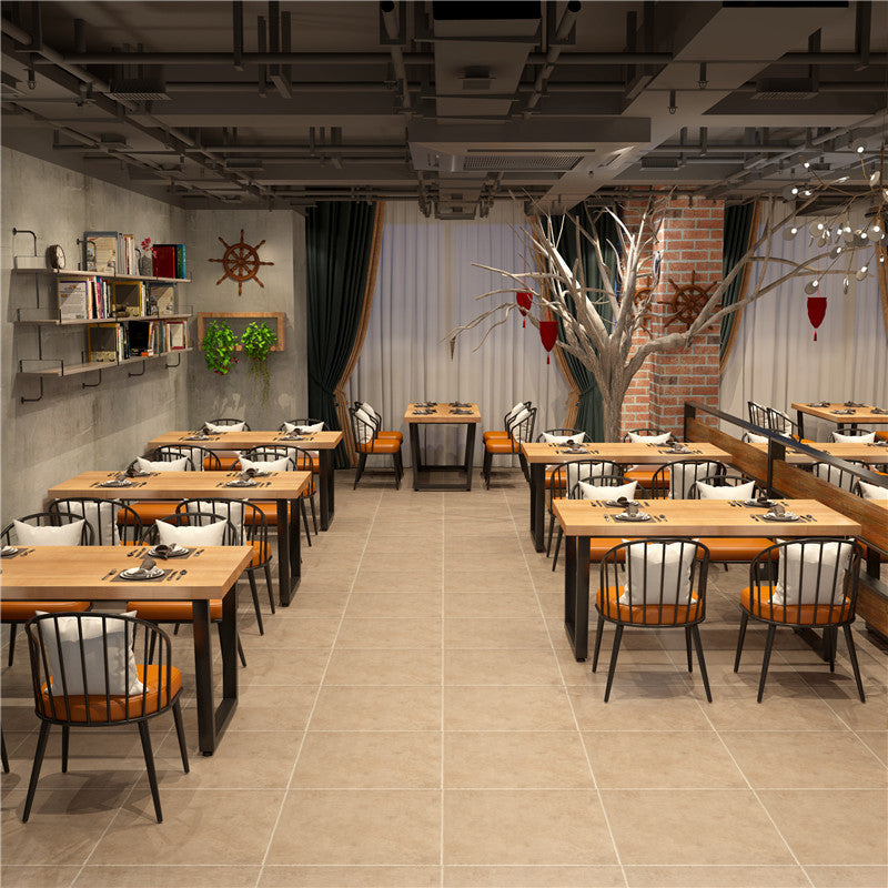 Rectangle Industrial Solid Wood Dining Room Set Double Pedestal Table Dining Table Sets Clearhalo 'Dining Room Sets' 'Dining Tables & Seating' 'dining_room_set' 'furn' 'furn_dining_room_set' 'Furniture' 'furniture_dining_room_set' 'Kitchen & Dining Furniture' 'kitchen&dining_furn' 'kitchen' 3422351