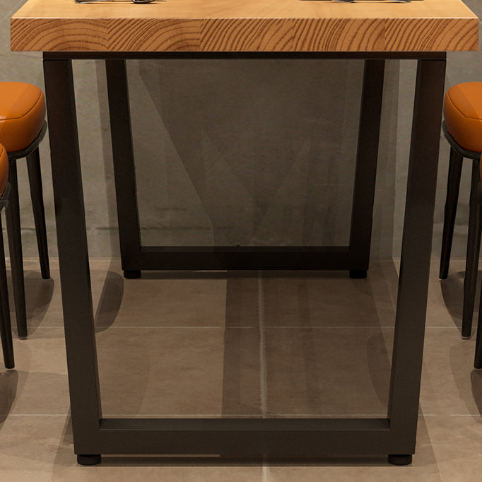 Rectangle Industrial Solid Wood Dining Room Set Double Pedestal Table Dining Table Sets Clearhalo 'Dining Room Sets' 'Dining Tables & Seating' 'dining_room_set' 'furn' 'furn_dining_room_set' 'Furniture' 'furniture_dining_room_set' 'Kitchen & Dining Furniture' 'kitchen&dining_furn' 'kitchen' 3422355