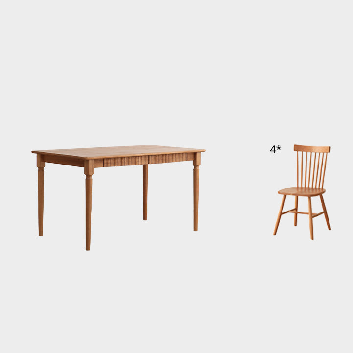 Contemporary Solid Wood Top Dining Room Set Built-in Drawer Design Dining Table Furniture Windsor Clearhalo 'Dining Room Sets' 'Dining Tables & Seating' 'dining_room_set' 'furn' 'furn_dining_room_set' 'Furniture' 'furniture_dining_room_set' 'Kitchen & Dining Furniture' 'kitchen&dining_furn' 'kitchen' 3422366