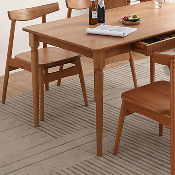 Contemporary Solid Wood Top Dining Room Set Built-in Drawer Design Dining Table Furniture Clearhalo 'Dining Room Sets' 'Dining Tables & Seating' 'dining_room_set' 'furn' 'furn_dining_room_set' 'Furniture' 'furniture_dining_room_set' 'Kitchen & Dining Furniture' 'kitchen&dining_furn' 'kitchen' 3422375