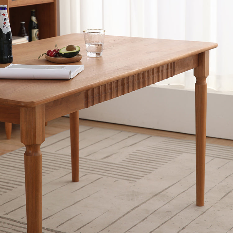 Contemporary Solid Wood Top Dining Room Set Built-in Drawer Design Dining Table Furniture Clearhalo 'Dining Room Sets' 'Dining Tables & Seating' 'dining_room_set' 'furn' 'furn_dining_room_set' 'Furniture' 'furniture_dining_room_set' 'Kitchen & Dining Furniture' 'kitchen&dining_furn' 'kitchen' 3422376