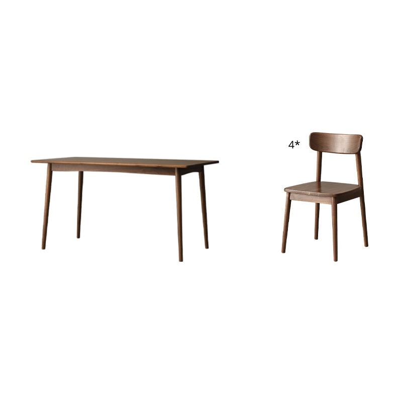 Contemporary Solid Wood Top Dining Room Furniture with Wooden 4 Legs Table Dinette Set Ladder Back Clearhalo 'Dining Room Sets' 'Dining Tables & Seating' 'dining_room_set' 'furn' 'furn_dining_room_set' 'Furniture' 'furniture_dining_room_set' 'Kitchen & Dining Furniture' 'kitchen&dining_furn' 'kitchen' 3422385