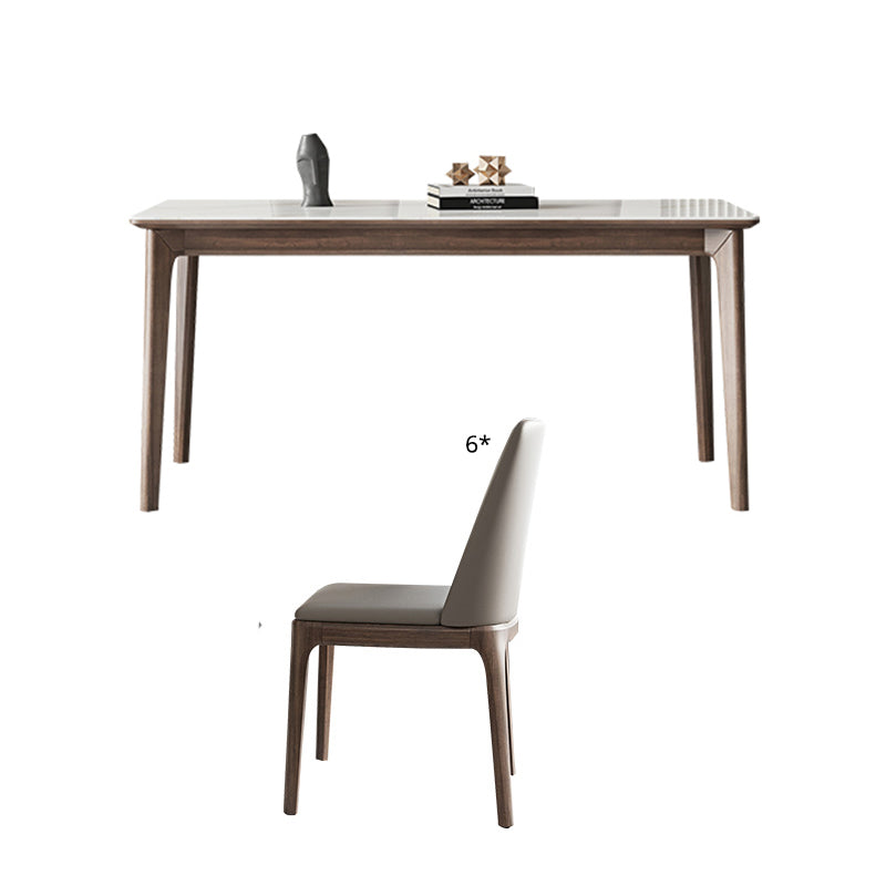 Modern Sintered Stone Table Set of 5/7 with Rectangle Table Dining Set with PU Leather Chairs Clearhalo 'Dining Room Sets' 'Dining Tables & Seating' 'dining_room_set' 'furn' 'furn_dining_room_set' 'Furniture' 'furniture_dining_room_set' 'Kitchen & Dining Furniture' 'kitchen&dining_furn' 'kitchen' 3422414