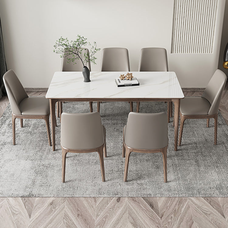 Modern Sintered Stone Table Set of 5/7 with Rectangle Table Dining Set with PU Leather Chairs Clearhalo 'Dining Room Sets' 'Dining Tables & Seating' 'dining_room_set' 'furn' 'furn_dining_room_set' 'Furniture' 'furniture_dining_room_set' 'Kitchen & Dining Furniture' 'kitchen&dining_furn' 'kitchen' 3422415