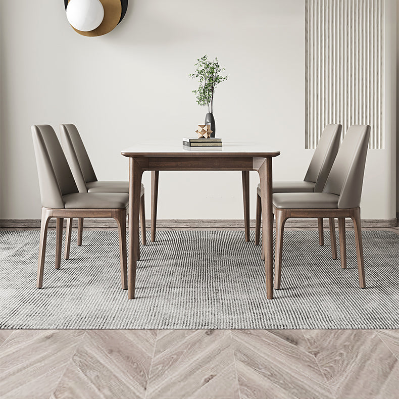 Modern Sintered Stone Table Set of 5/7 with Rectangle Table Dining Set with PU Leather Chairs Clearhalo 'Dining Room Sets' 'Dining Tables & Seating' 'dining_room_set' 'furn' 'furn_dining_room_set' 'Furniture' 'furniture_dining_room_set' 'Kitchen & Dining Furniture' 'kitchen&dining_furn' 'kitchen' 3422416