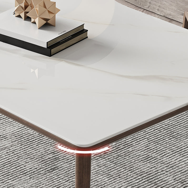 Modern Sintered Stone Table Set of 5/7 with Rectangle Table Dining Set with PU Leather Chairs Clearhalo 'Dining Room Sets' 'Dining Tables & Seating' 'dining_room_set' 'furn' 'furn_dining_room_set' 'Furniture' 'furniture_dining_room_set' 'Kitchen & Dining Furniture' 'kitchen&dining_furn' 'kitchen' 3422422