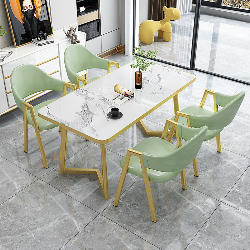 Scandinavian Sintered Stone Top 5 Pieces Dinette Set with Rectangle Table Dining Room Set Green Clearhalo 'Dining Room Sets' 'Dining Tables & Seating' 'dining_room_set' 'furn' 'furn_dining_room_set' 'Furniture' 'furniture_dining_room_set' 'Kitchen & Dining Furniture' 'kitchen&dining_furn' 'kitchen' 3422429