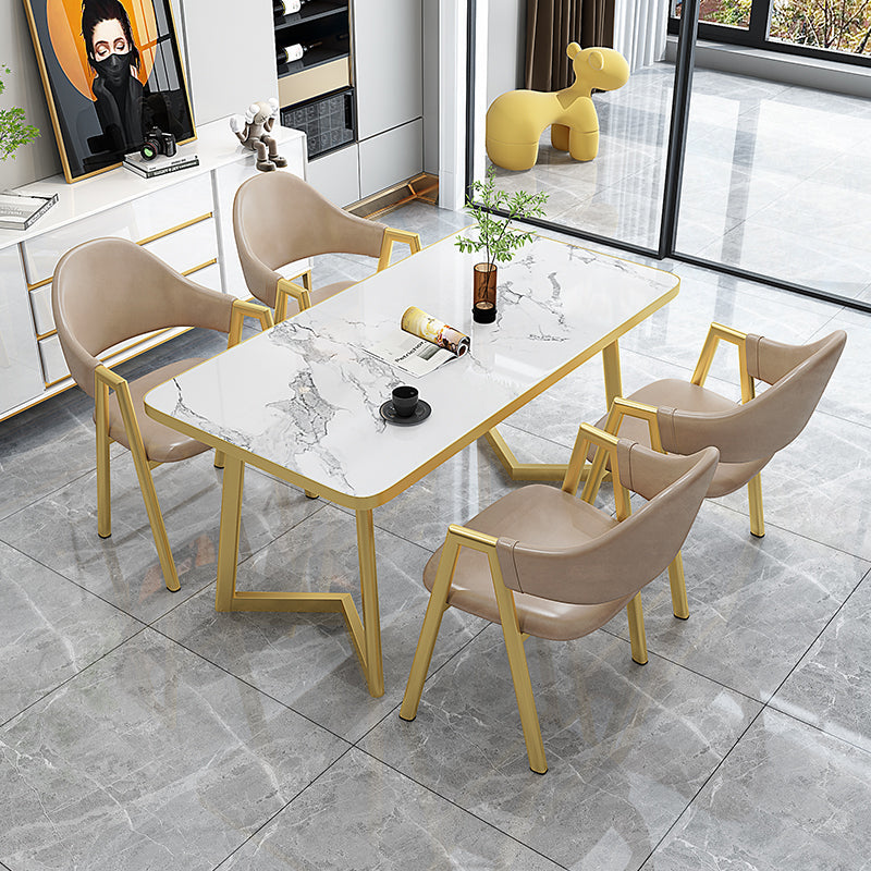 Scandinavian Sintered Stone Top 5 Pieces Dinette Set with Rectangle Table Dining Room Set Clearhalo 'Dining Room Sets' 'Dining Tables & Seating' 'dining_room_set' 'furn' 'furn_dining_room_set' 'Furniture' 'furniture_dining_room_set' 'Kitchen & Dining Furniture' 'kitchen&dining_furn' 'kitchen' 3422432