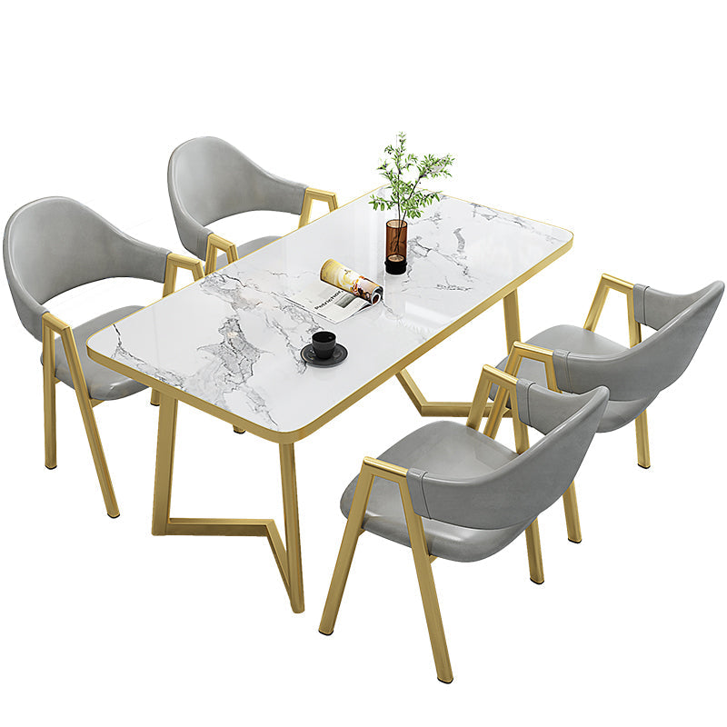 Scandinavian Sintered Stone Top 5 Pieces Dinette Set with Rectangle Table Dining Room Set Clearhalo 'Dining Room Sets' 'Dining Tables & Seating' 'dining_room_set' 'furn' 'furn_dining_room_set' 'Furniture' 'furniture_dining_room_set' 'Kitchen & Dining Furniture' 'kitchen&dining_furn' 'kitchen' 3422434