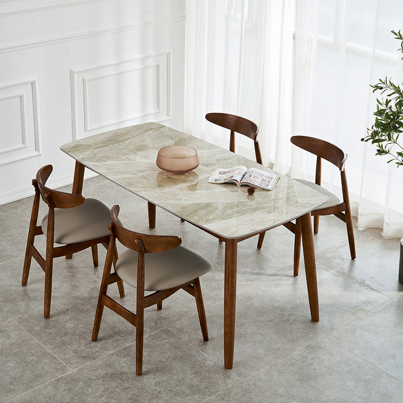 Modern Sintered Stone Table Set of 5/7 with Rectangle Table Dining Set with Woodern Chairs Clearhalo 'Dining Room Sets' 'Dining Tables & Seating' 'dining_room_set' 'furn' 'furn_dining_room_set' 'Furniture' 'furniture_dining_room_set' 'Kitchen & Dining Furniture' 'kitchen&dining_furn' 'kitchen' 3422445