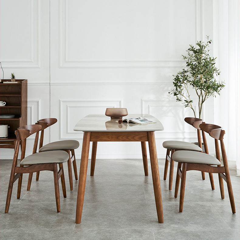 Modern Sintered Stone Table Set of 5/7 with Rectangle Table Dining Set with Woodern Chairs Clearhalo 'Dining Room Sets' 'Dining Tables & Seating' 'dining_room_set' 'furn' 'furn_dining_room_set' 'Furniture' 'furniture_dining_room_set' 'Kitchen & Dining Furniture' 'kitchen&dining_furn' 'kitchen' 3422456