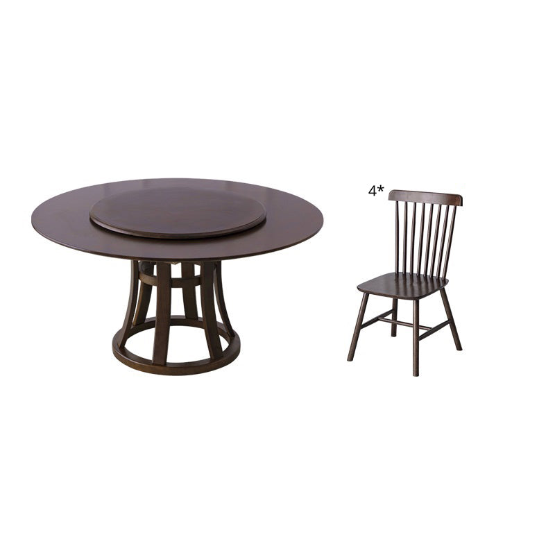 Round Traditional Standard Wood Dining Room Set of Rectangle Shape for Kitchen Table Set 47.2"L x 47.2"W x 29.5"H 5 Piece Set Clearhalo 'Dining Room Sets' 'Dining Tables & Seating' 'dining_room_set' 'furn' 'furn_dining_room_set' 'Furniture' 'furniture_dining_room_set' 'Kitchen & Dining Furniture' 'kitchen&dining_furn' 'kitchen' 3422458