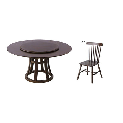 Round Traditional Standard Wood Dining Room Set of Rectangle Shape for Kitchen Table Set 47.2"L x 47.2"W x 29.5"H 5 Piece Set Clearhalo 'Dining Room Sets' 'Dining Tables & Seating' 'dining_room_set' 'furn' 'furn_dining_room_set' 'Furniture' 'furniture_dining_room_set' 'Kitchen & Dining Furniture' 'kitchen&dining_furn' 'kitchen' 3422458