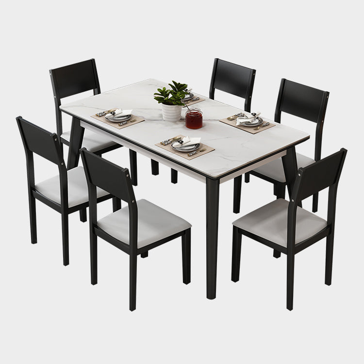 Modern Sintered Stone Table Set of 5/7 with Rectangle Table Dining Set with Woodern Chairs Clearhalo 'Dining Room Sets' 'Dining Tables & Seating' 'dining_room_set' 'furn' 'furn_dining_room_set' 'Furniture' 'furniture_dining_room_set' 'Kitchen & Dining Furniture' 'kitchen&dining_furn' 'kitchen' 3422488
